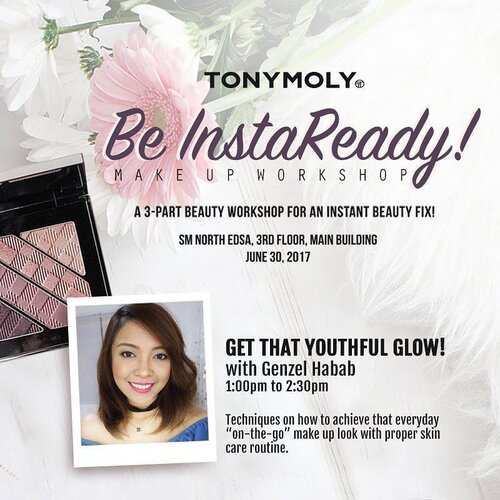 <div class="photoCaption">I'm so excited to announce this #PrettiesSquad fam!
Join our 3 Part #BeInstaReady Makeup Workshop with for Tony Moly together with my loves @askmewhats and @isha_purpleheiress 🌸
...
Get your own slot for free for a single purchase of 1000 worth of #TonyMoly products! Can't wait to share with you my skincare tips and how to achieve that everyday glowing "on-the-go" makeup! See you at 1PM this Friday!
...
I'm giving away 5 Free Slots and a simple gift from me for my winners. :)
1. Follow me, @tonymolyph, @genzelmakeupartistry
2. Repost this photo, tag us and hashtag #TonyMolyLovesGenzel #SheSingsBeauty
I'll tag the winners here on Wednesday!
I'd love to meet you! 😍
...
#clozette #tonymolyph</div>
