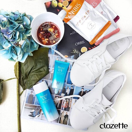 <div class="photoCaption">Good morning, ladies! #FitflopSG's Spring/Summer collection is giving us major summer inspo with those sporty white sneakers! Slip those on and chase the sun in #BioreSG's Aqua Rich range while sipping on one of six flavours from #OrbisSG's Petite Shake that's made from real fruit! What are you looking forward to this Summer? #Clozette #ClozetteSHOTS #BioreCaresForYou #Orbissg</div>
