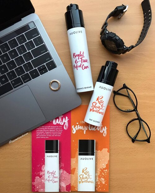 <div class="photoCaption">Travel 🛫 essentials with #Auolive, featuring the Day Glower, a multi-tasking moisturizer with SPF30 & Radiance Revealer, a water-based gel exfoliator... More on my website 👉🏻www.secondsacharm.com now! Happy Sunday ☀️!</div>